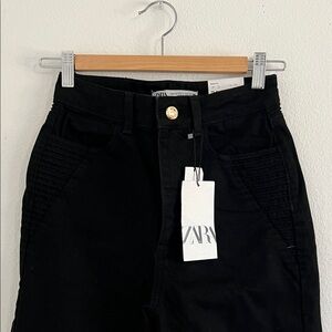 Zara Black Moto Mom Jeans